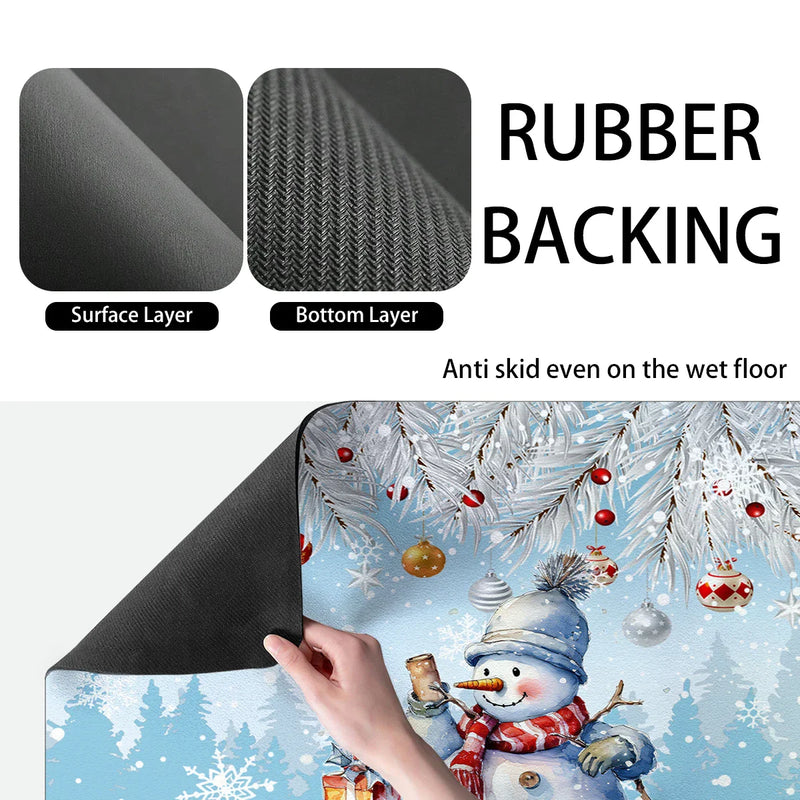 Axyaa Snowman Desk Drain Pad: Heat Resistant Non-slip Drying Mat for Kitchen Counter