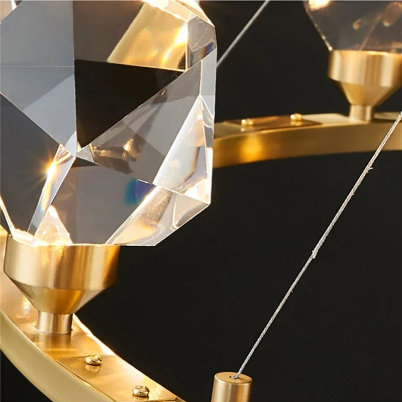 Axyaa Nordic Modern Crystal Chandelier LED Pendant Lights for Home Decor