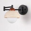 Axyaa Yellow Travertine LED Wall Lamp Sconce, Modern Black Iron Arm for Indoor Lighting