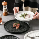 Axyaa Round Ceramic Steak Plate, Black Luxury Western Food Exquisite Tableware