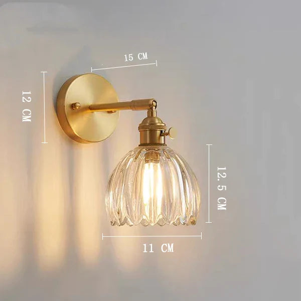 Axyaa Clear Glass LED Wall Lights Copper Pull Chain Switch Modern Wandlamp