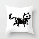 Skull Cat Black Pillowcase 45x45cm Home Decor for Sofa & Car - Axyaa