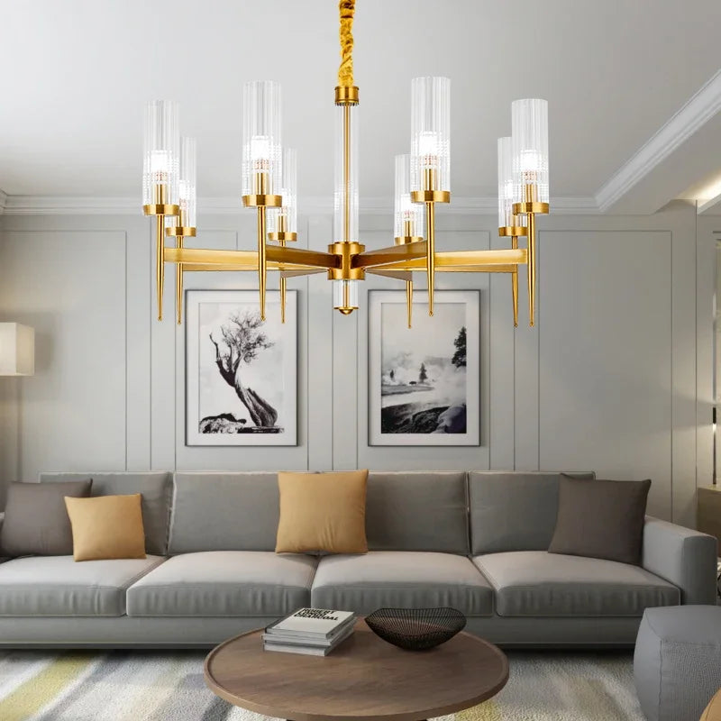 Axyaa Nordic Gold Chandelier: Luxury LED Pendant Lighting Fixture