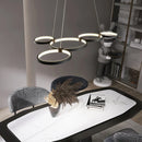 Axyaa Modern Black LED Chandelier for Living Room, Dimmable Kitchen Lighting