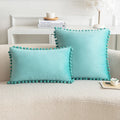 Axyaa Velvet Pompom Throw Pillow Cover - European Luxury Cushion Case