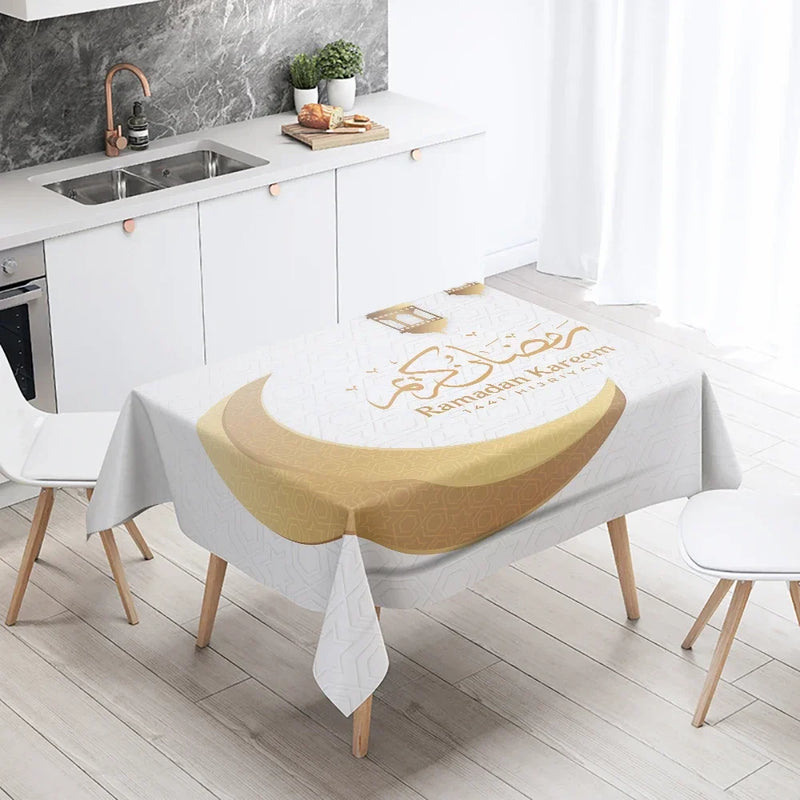 Axyaa Eid Mubarak Mosque Tablecloth: Waterproof, Anti-fouling, Islamic Home Decor