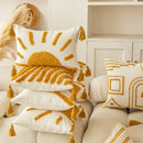 Axyaa Boho Golden Sun Fringe Velvet Pillowcase - Romantic Geometric Design
