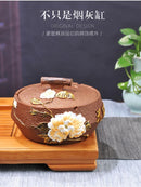 Axya Decorative Ashtray with Lid - Chinese Retro Style for Home and Office
