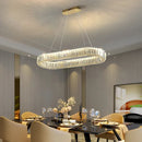 Axyaa Modern Crystal LED Chandelier - Luxury Pendant Ceiling Light for Dining Room & Kitchen Decor