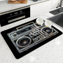 Axyaa Vintage Sound Desk Drain Pad, Heat Resistant Non-slip Dish Drying Mat