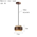 Axyaa Nordic Stone Pendant Lamp: Creative Wood LED Fixture for Dining, Living Room, Kitchen, Bar