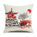 Axyaa New Chinese Style Linen Pillowcase - Ink Landscape Digital Printing