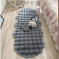 Axyaa Oval Plush Rabbit Fur Mat for Children's Bedside Rug & Living Room Decor