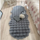 Axyaa Oval Plush Rabbit Fur Mat for Children's Bedside Rug & Living Room Decor