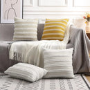 Axyaa Neutral Striped Boho Pillow Cover 50x50cm Cotton Linen Sofa Cushion Case