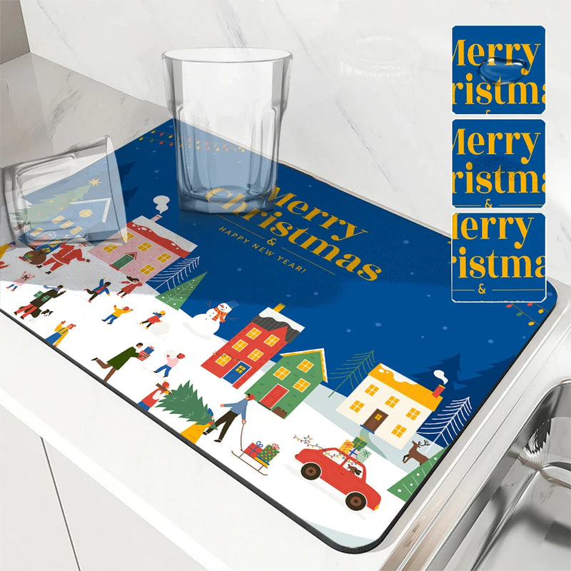 Axyaa Coffee Mat: Absorbent Rubber Backed Dish Drying & Bathroom Tableware Mat