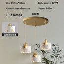 Axyaa Terrazzo Chandelier Lamp - Retro Nordic Bedroom Coffee Shop Pendant Light