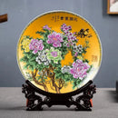 Axyaa Ceramic Plate Ornament Set with Modern Base for Home Decor and Flower Arrangement