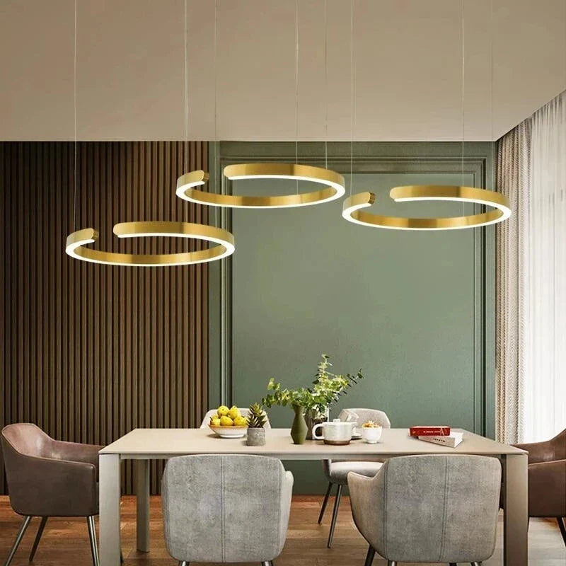 Axyaa Stainless Steel Semicircle Chandelier for Modern Living Room, Bedroom, and Dining