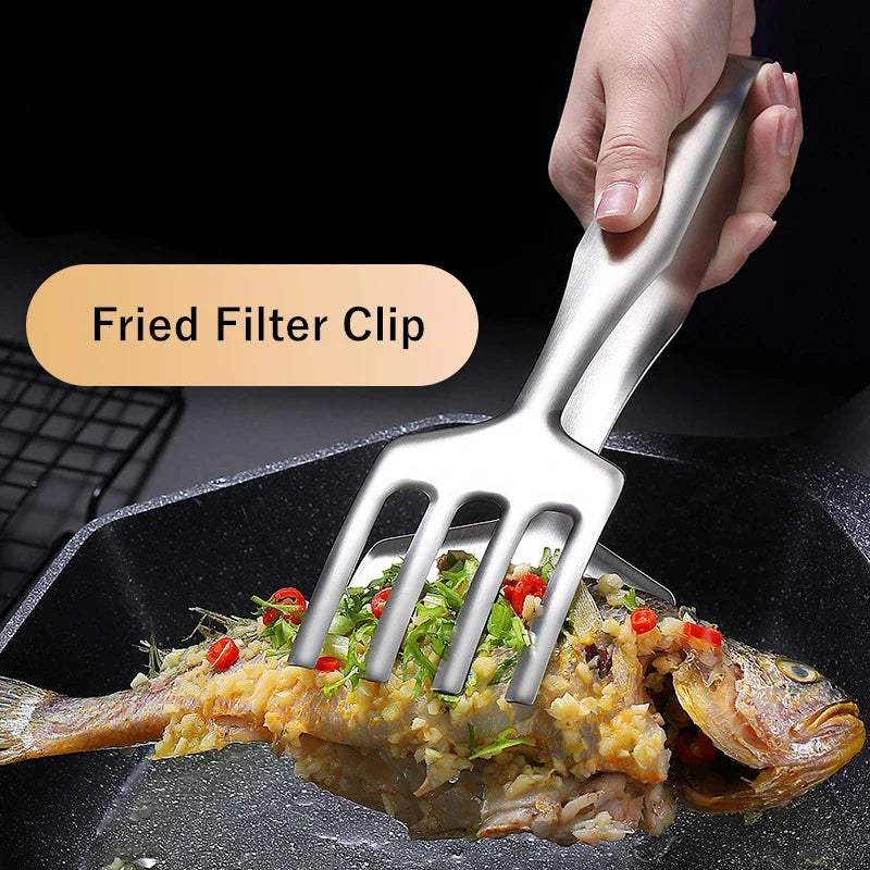 Axyaa Stainless Steel Food Tongs: BBQ Clip Meat Clamp Kitchen Tool