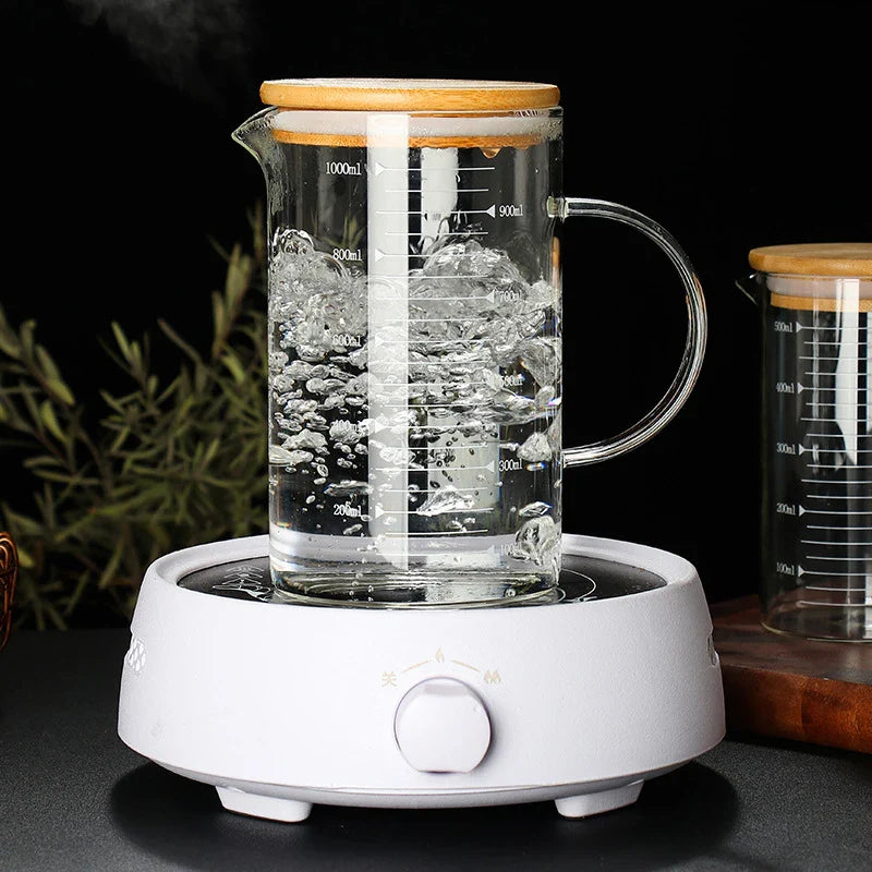 Axya Glass Measuring Cup Set With Lid, Heat-resistant, Scales, Laboratory Beaker, Handle