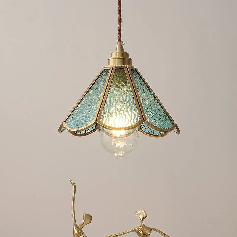 Axyaa Blue Glass LED Pendant Light Modern Nordic Suspension Luminaire