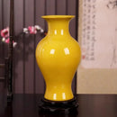 Axyaa Yellow Glazed Ceramic Vase - Elegant Home Décor and Craft Decoration