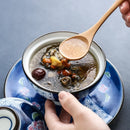 Axya Blue White Ceramic Kimchi Bowl with Cover - Classic Soup Stew Rice Ramen Dish