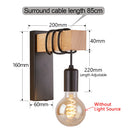 Axyaa Retro Wood Wall Sconce Lamp E27 Indoor Bedroom Lighting Vintage Fixture
