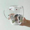 Axyaa Double Layer Glass Cup: Christmas Cup Coffee Mug Juice Milk Water Xmas Gift