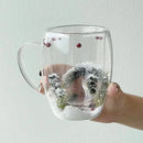 Axyaa Double Layer Glass Cup: Christmas Cup Coffee Mug Juice Milk Water Xmas Gift