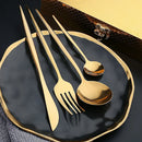 Axyaa Gold Stainless Steel Dinnerware Set Knife Fork Spoon Flatware Set