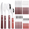 Axyaa 16/24Pcs Wood Handle Stainless Steel Cutlery Set - Kitchen Tableware