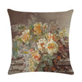 Axyaa Retro Flower Oil Painting Linen Pillowcase 45*45cm