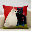 Axyaa Cat and Dog Pattern Cushion Cover 45x45cm Linen Square Pillowcase