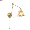 Axyaa Vintage LED Copper Wall Sconce Pull Chain Light for Bathroom, Bedroom, Staircase