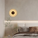 Axyaa Vintage LED Wood Wall Light Yellow Travertine Mirror for Living Room Bedroom