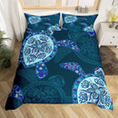 Luxurious Sea Turtle Print Duvet Set by Axyaa - Microfiber Comforter Bedding with 2 Shams
