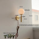 Axyaa Modern Black Iron LED Wall Light with Pull Chain Switch & White Glass