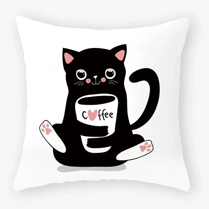 Axyaa Black Cat Pillowcase 45*45 Sofa Car Home Decor Cushion Cover
