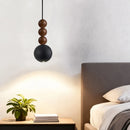 Axyaa French Retro Black Cave Stone Pendant Lights - Adjustable Bedside Fixtures