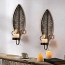 Axyaa Retro Iron Candle Holder Wall Decor for Aromatherapy, Black Gold Living Room Accent