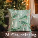 Axyaa Christmas Animals & Dino Pattern Pillow Cover for Sofa, Bedroom, Car