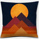 Geometric Mountains & Colorful Birds Pillow Covers by Axyaa