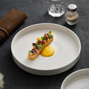 Axyaa Ceramic Steak Plate - Imitation Wood Grain, Straight Edge, White, Hotel Tableware