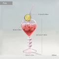 Axyaa Heart Stemmed Glass Cup: Creative Design for Cocktails, Smooth Ripple Straw, Bar Tool