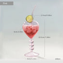 Axyaa Heart Stemmed Glass Cup: Creative Design for Cocktails, Smooth Ripple Straw, Bar Tool