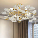Axyaa Modern Brass Ginkgo Leaf Branch Chandelier for Dining Room & Living Space