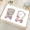 Axyaa Cute Peach Mochi Print Entrance Door Mat - Kawaii Room Decoration
