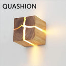 Axya Square Wood Crack LED Wall Sconce, Nordic Night Light for Modern Home Decor